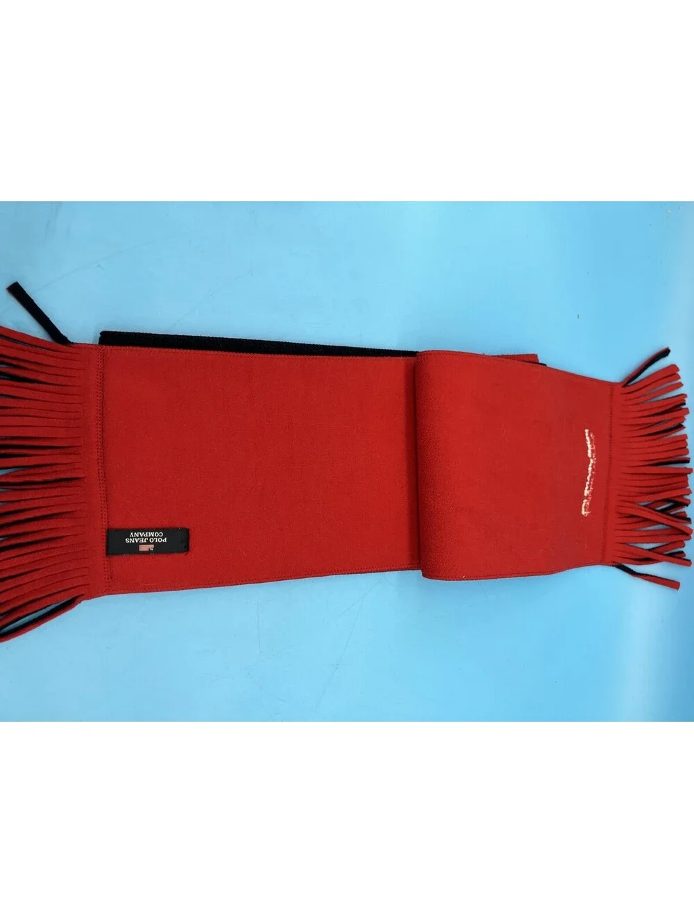 Polo Jeans Co. Ralph Lauren Scarf Mens One Size Black Fleece Fringe Neck Warmer